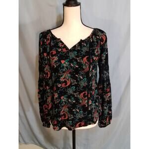 Panhandle blouse with bright parsley style floral print